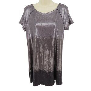 Free People Womens XS Drenched in Sequins Gray Black Metallic Scoop Back Dress